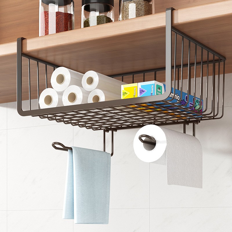 厨房置物架多层收纳层架桌下悬挂多功能挂篮整体橱柜吊柜下挂免打