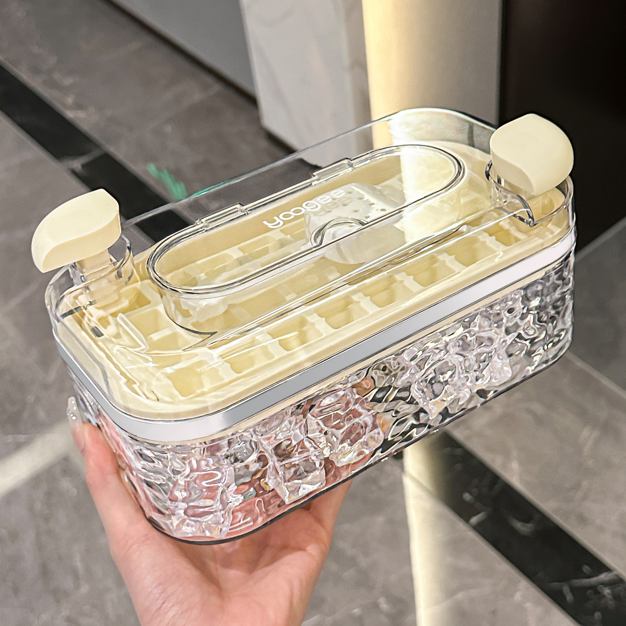 冰块模具按压式冰格食品级硅胶家用自制冰块储存盒冰箱冻冰块神器