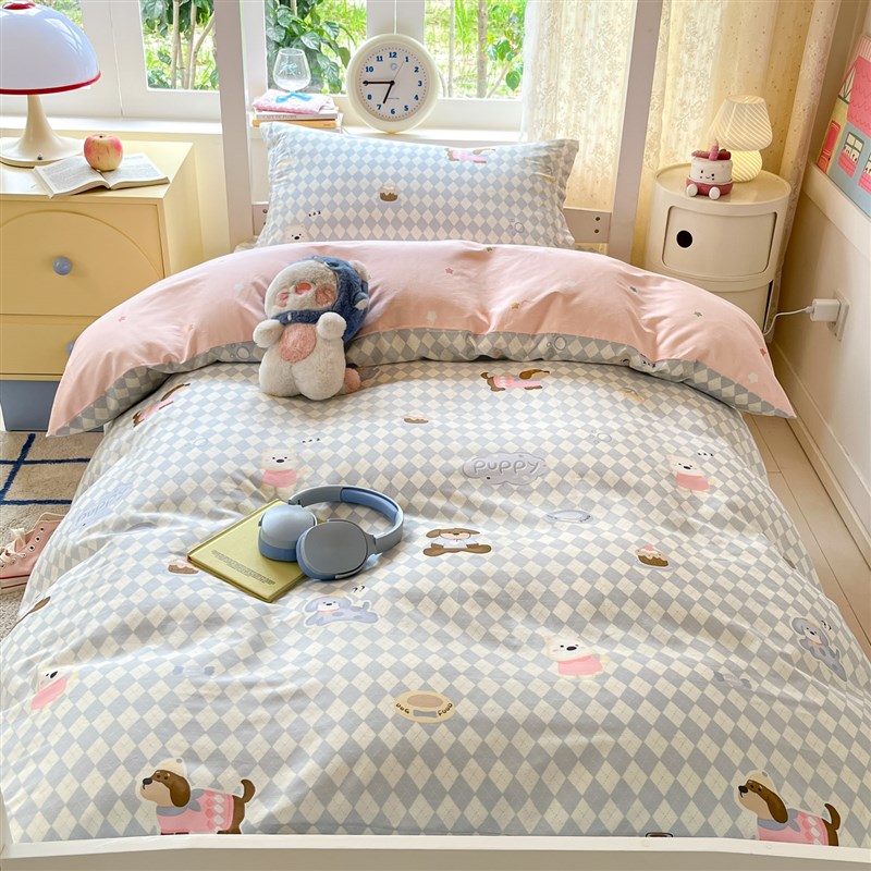 纯棉学生宿舍床上三件套100全棉寝室上下铺床单人被套被子全套装