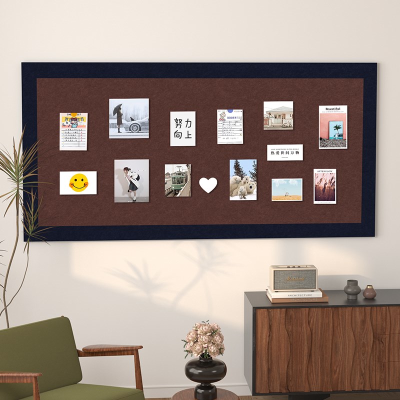 中古风毛毡板装饰墙贴客厅玄关留言板背景墙改造遮丑高级感照片墙