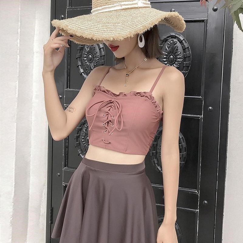 游泳衣女分体式三件套2025新款保守小个子可爱日系小胸泡温泉泳装