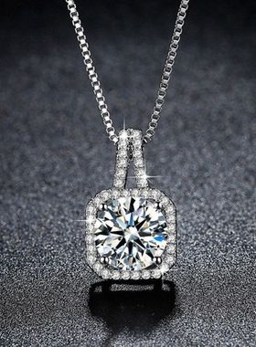 微镶锆石方钻锁骨链韩版吊坠项链女短款配饰品送女友礼物一件代发