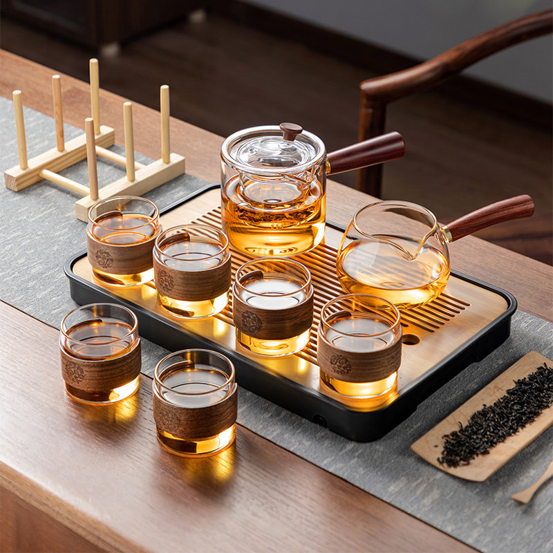 玻璃茶具套组家用侧把泡茶壶茶杯整套茶盘2026新款办公室会客茶具