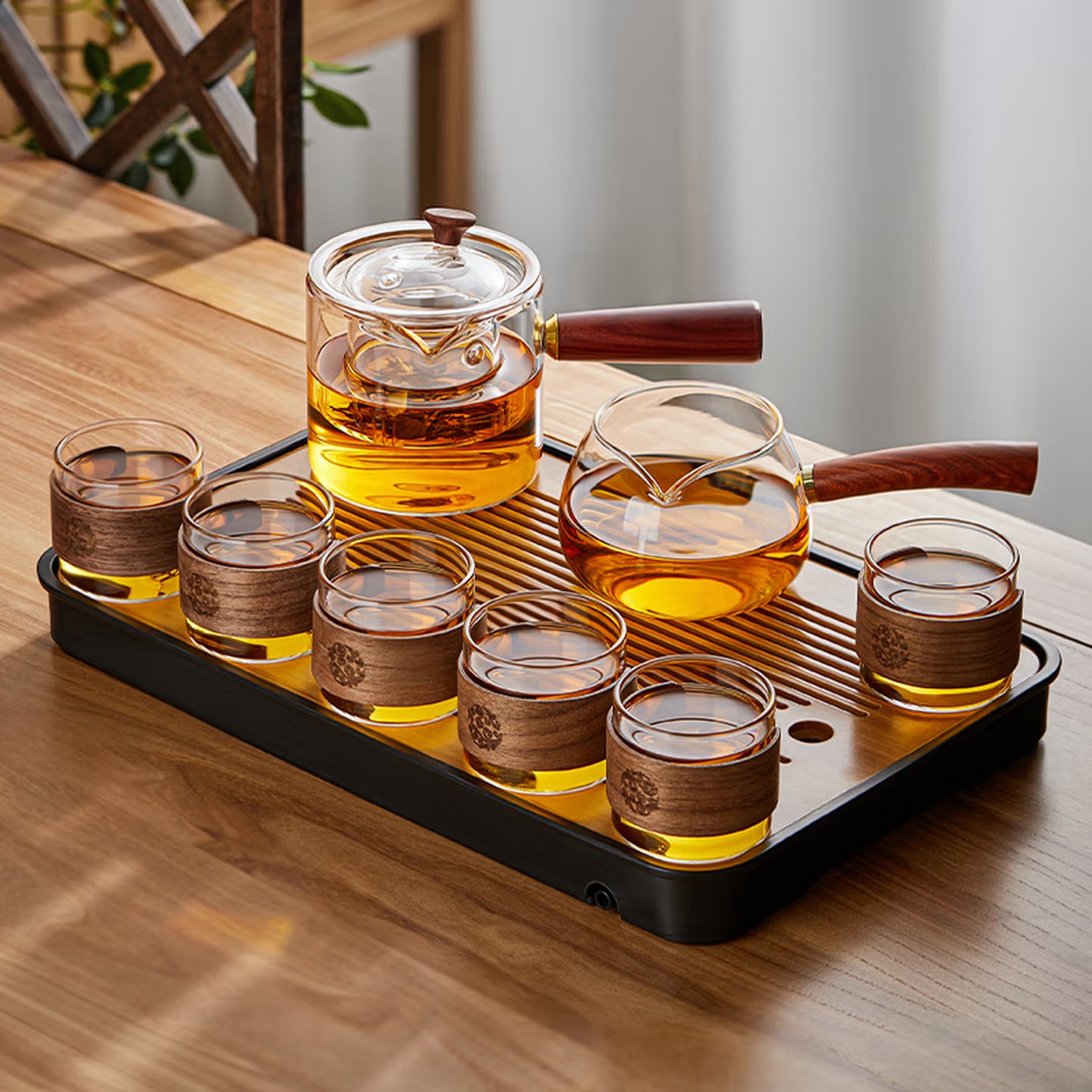 玻璃茶具套组加厚耐热茶壶茶杯整套家用侧把壶泡茶具办公会客喝茶