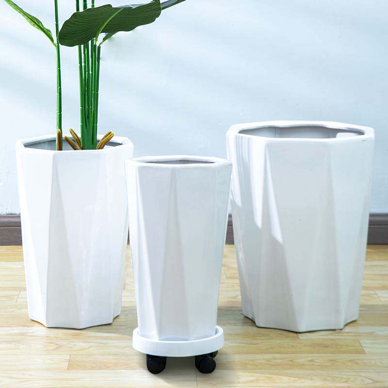 花盆陶瓷大号特大号大口径30以上的花瓶种花盆高款白色绿植客厅大