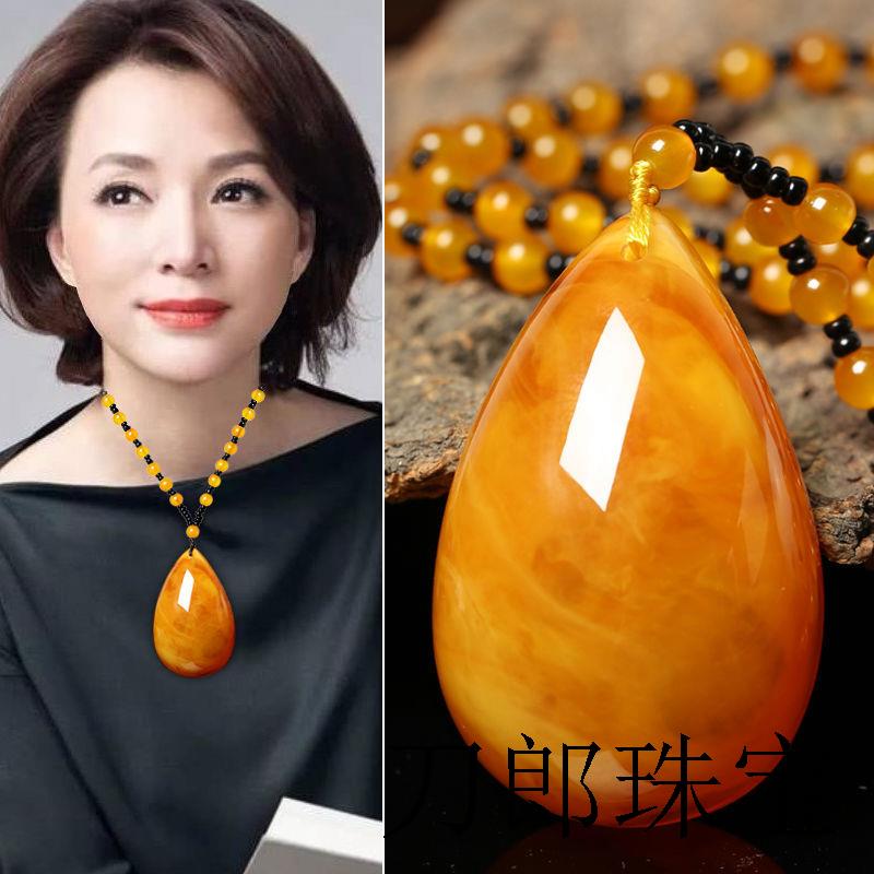 高端蜜蜡项链轻奢小众貔貅吊坠女款秋冬高端毛衣链男款精品百搭