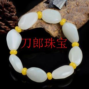 新疆和田玉羊脂级白玉手链原石籽料羊脂白玉随形手串男女款玉手链