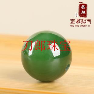 老矿和田玉单珠单颗俄罗斯玉珠子手串配珠串珠圆珠绿碧玉散珠装饰