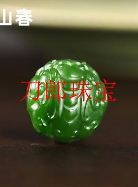貔貅散圆珠单颗文玩菠菜绿项链吊