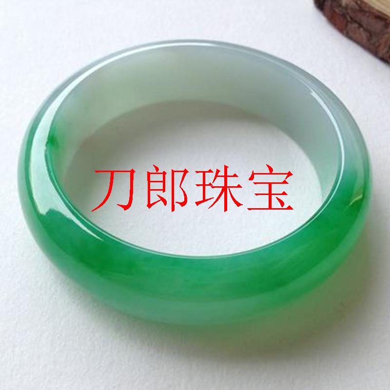 缅甸老坑飘花翡翠色手镯正圈阳绿冰种贵妃玉石手镯子女款翡翠色玉