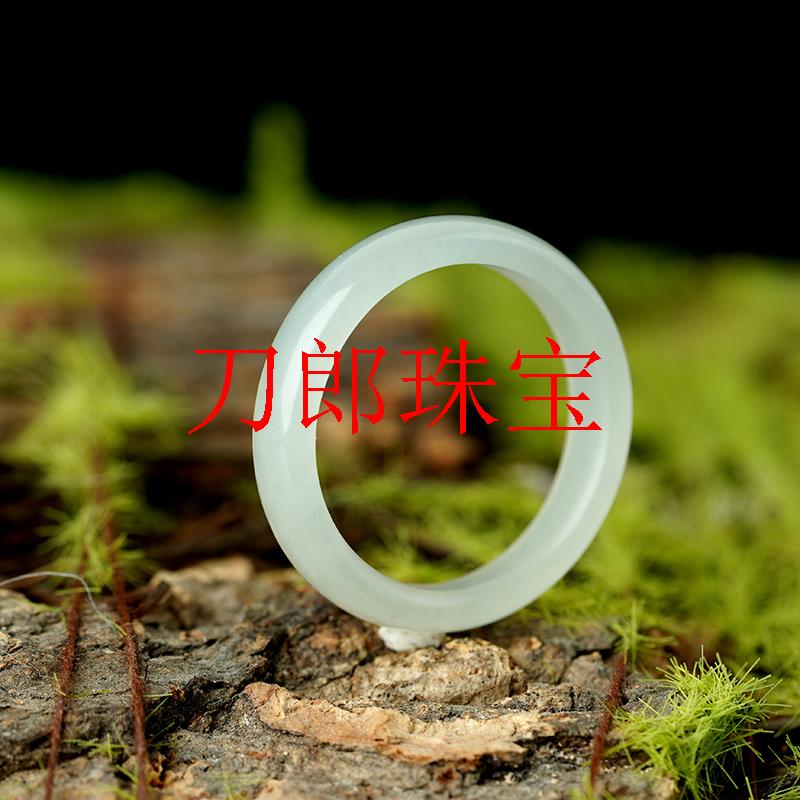 老矿和田玉戒指女款玉指环和田白玉戒指细条和田玉戒圈清冷感素圈
