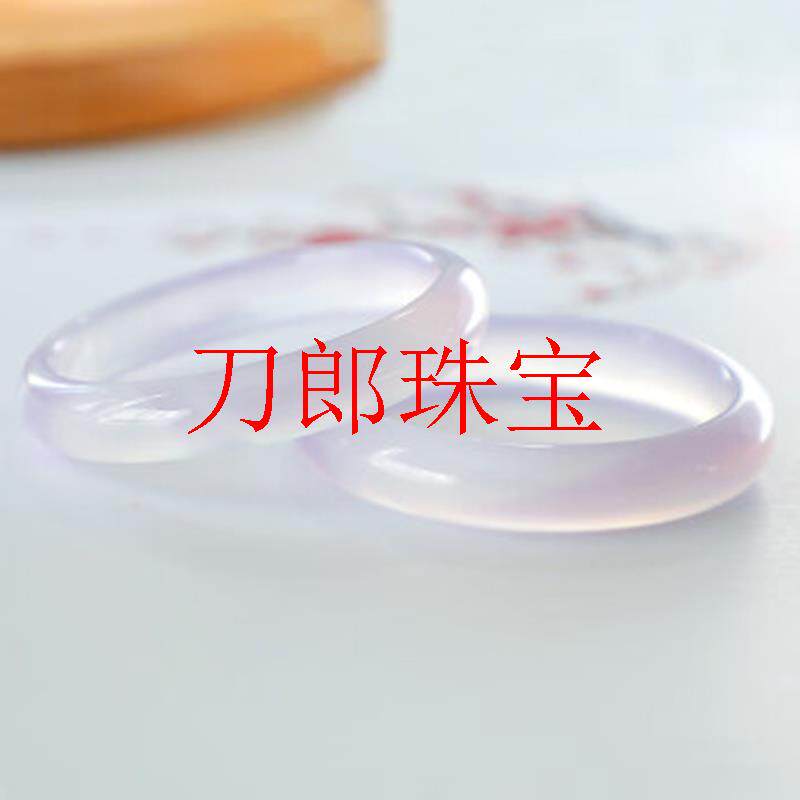 老矿玉髓女款紫罗兰玛瑙冰种圆条玉镯子高级感玉手环首饰礼物处理
