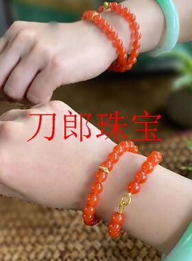 南红玛瑙满色樱桃红保山料圆珠项链女款复古简约锁骨链送妈妈礼物