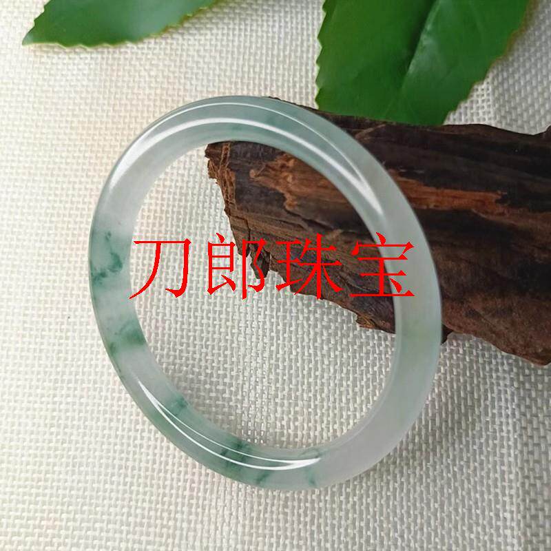 缅甸翡翠色手镯精选玉石冰种飘阳绿细圆条玉镯子学生叮当玉镯送礼