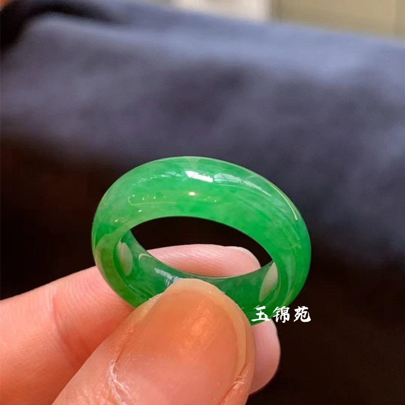 精选缅甸精品翡翠戒指冰种辣绿戒