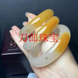 精选云南黄龙玉手镯俏色手镯女款高冰种保山黄龙玉小清新玉石手镯