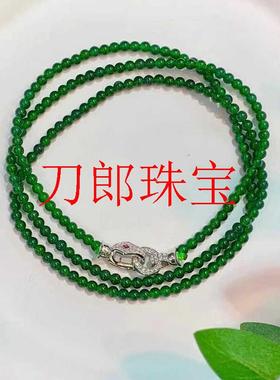 危地马拉翡翠色冰透阳绿多圈小米珠手链干青锁骨链新中式圆珠项链