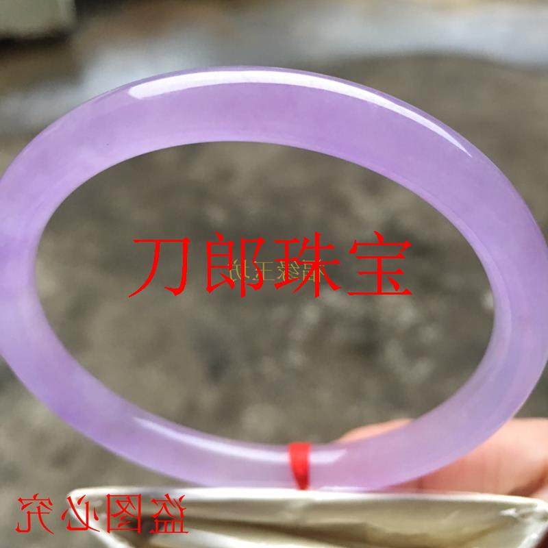 高品质圆条紫罗兰翡翠手镯女款玉石冰种精选透紫圆条玉镯饰品送礼