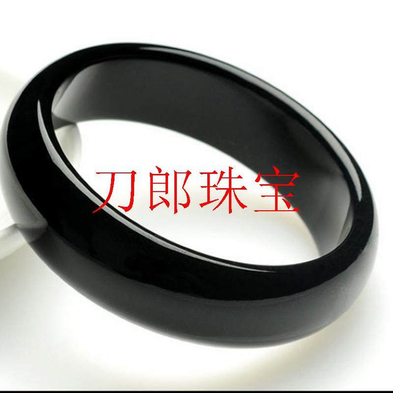 精选新疆和田玉青玉手镯和田玉镯子精品女款黑青墨碧手镯特价送礼