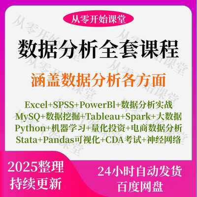商业数据分析教程SQL全套课程R语言SPSS视频Excel实战网课Python