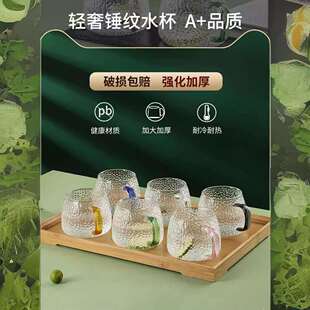 ins简约杯一件厂 玻璃水杯带把手泡茶杯家用大容量喝水杯套装