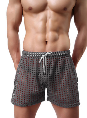 Mesh shorts solid color capris pants men网眼短裤纯色五分裤男