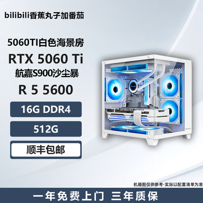 【5060TI白色海景房】5600/13400F/12600KF电竞游戏电脑主机