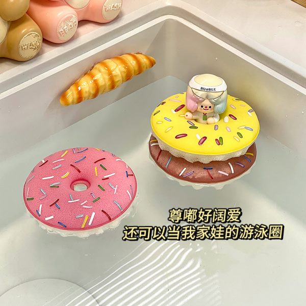 甜甜圈洗碗海绵加厚双面可爱厨房专用百洁布沥水可挂刷碗刷锅神器