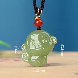 新疆和田玉十二生肖玉猴吊坠男士猴子挂件属相猴项坠女款节日礼物