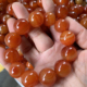 天然巴西红缠丝玛瑙手链男士 红玛瑙念珠佛珠手串