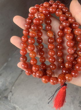 天然玛瑙龙鳞红108颗手链