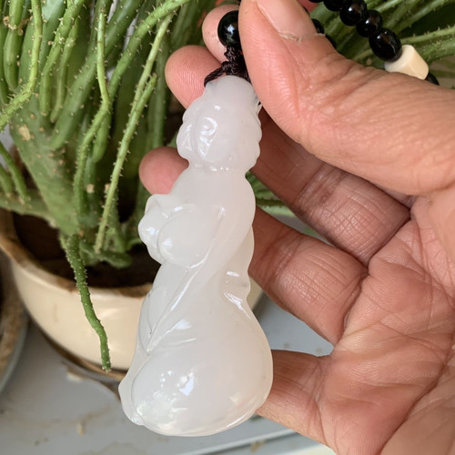 和田玉白玉羊脂级吊坠宝宝佛挂件