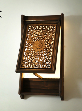 寂然 |东阳木雕花窗壁灯走廊灯格实木镂空花格中式仿古装饰花窗灯