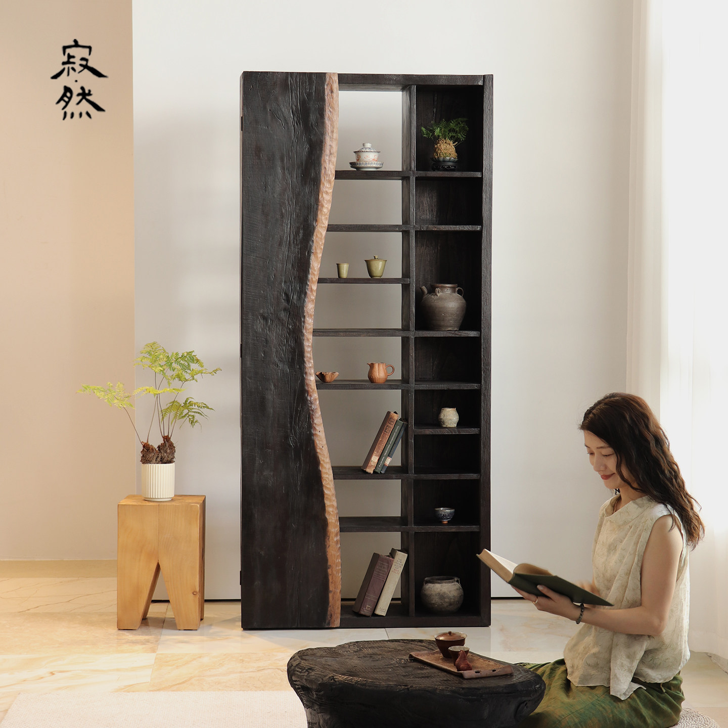 寂然 |侘寂风博古架实木茶叶柜茶杯收纳架茶水柜茶室边柜民宿书柜