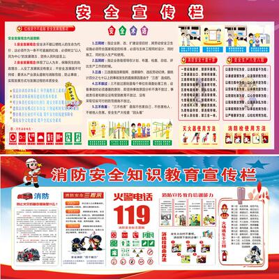 消防安全公告栏 安全宣传栏海报 单位布置消防贴画标语挂图