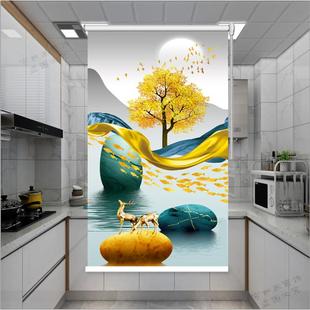 轻奢卷帘窗帘画卧室厨房卫生间浴室厕所防水遮光隔热免打孔升降