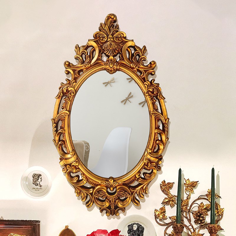 法式美式复古椭ik圆形浴室镜框梳妆台镜框油画框相框装饰框拍摄相