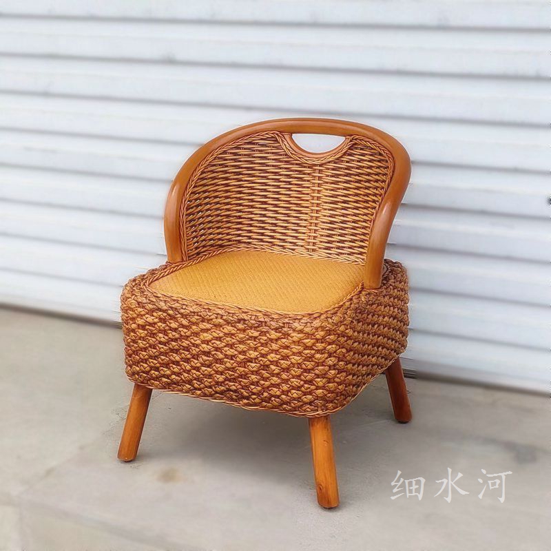 网红藤编方形小藤椅阳台休闲座椅靠D背椅藤编凳小凳子简约型纯手