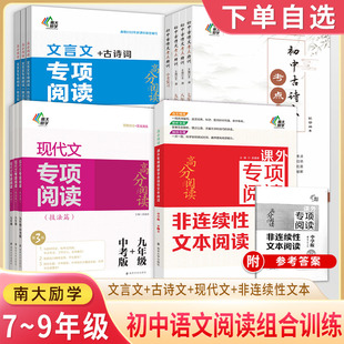 初中古诗文考点特训现代文言文阅读专项技法篇古诗文七八九年级中考课外专项非连续性文本中学答题技巧初一二三语文南大励学南京