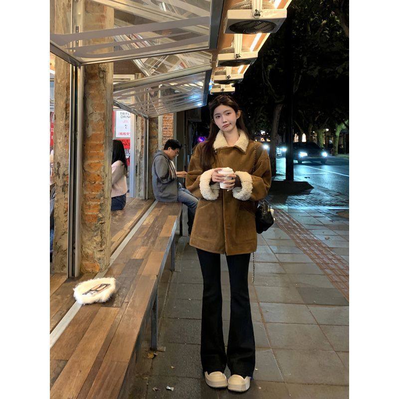 微喇西装裤女春秋冬2026新款黑色裤子高腰垂坠感加绒加厚喇叭裤