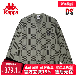 棋盘格舒适休闲外套K0CY2LD70 新款 Kappa卡帕男女编织开衫 毛衣秋季