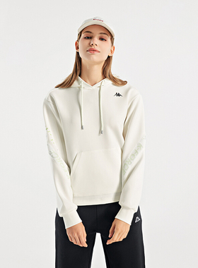 Kappa卡帕女装冬季新款连帽保暖运动套头衫潮流休闲卫衣K0B82MT40