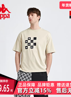 Kappa卡帕短袖夏季新款男女棋盘格印花运动休闲T恤K0CX2TD29D
