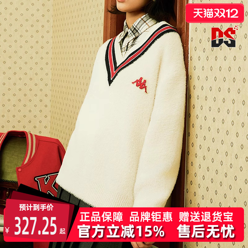 Kappa卡帕女装V领百搭保暖套头衫