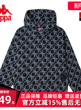 Kappa卡帕女式套头帽衫秋季新款满印运动休闲卫衣K0C62MT01