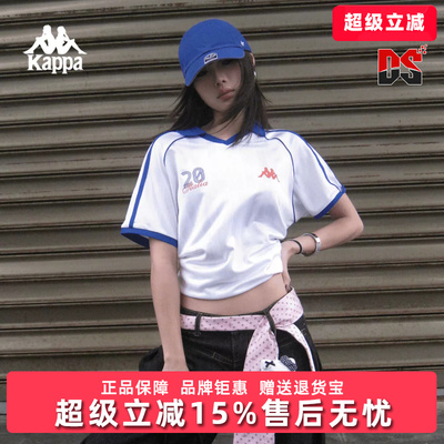 Kappa卡帕背靠背运动polo衫男女新款复古短袖V领赛车训练t恤上衣