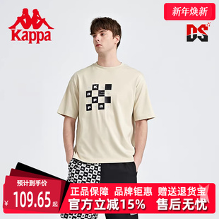 男女棋盘格印花运动休闲T恤K0CX2TD29D 新款 Kappa卡帕短袖 夏季