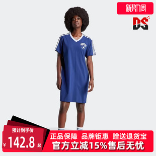 运动V领短袖 新款 连衣裙IT9853 夏季 Adidas阿迪达斯三叶草女装