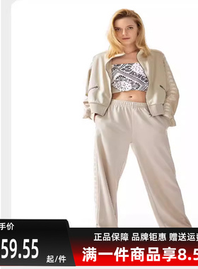 Kappa卡帕串标运动裤女高腰直筒长裤排扣休闲裤K0D42AK63