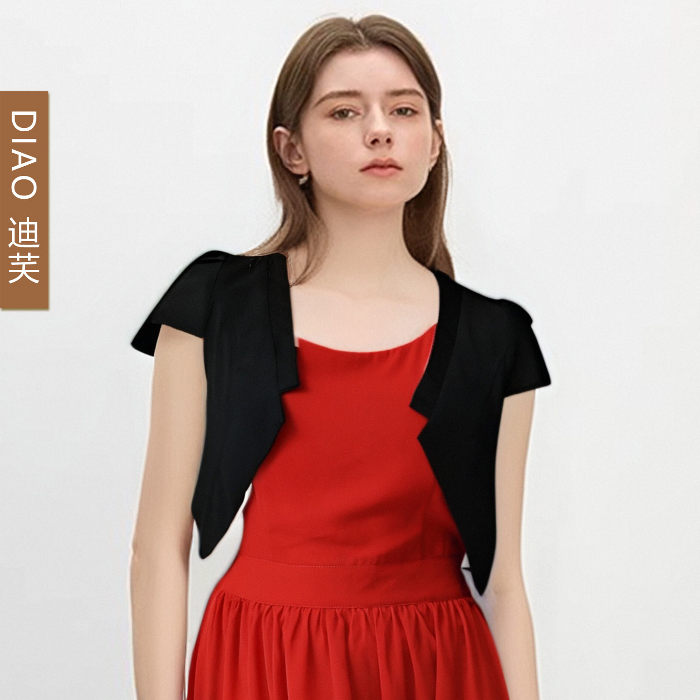 网纱小坎肩女夏薄短款裙子外搭短外套2025新款短袖开衫肩搭小披肩